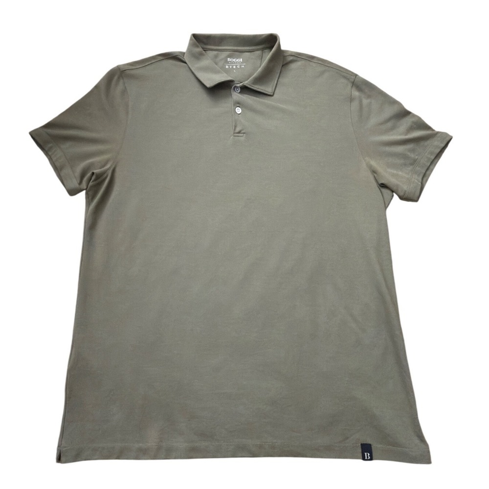 Boggi Milano B Tech Polo Shirt Mens Large Olive Green Technical Stretch zz121